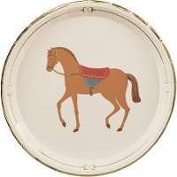 Pferdemotive Teller mit Steigbügel, 23 cm - 6 Stück