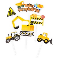 Tortenaufleger mit Baumaschinen-Motiv - 6 Stück