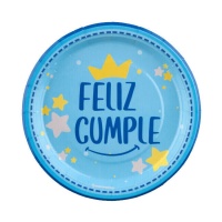 Happy Birthday Teller blau 18 cm - 8 Stück