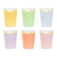 220 ml Becher mit goldenem Rand - 6 Stück