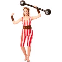 Rot-weiß gestreiftes Starkmann-Kostüm für Damen