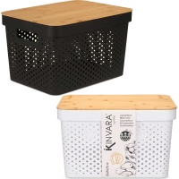 Kasten mit den Maßen 36 x 26 x 22 cm mit Belüftungslöchern und Bambusdeckel - 1 Einheit