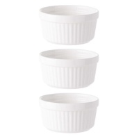 9,7 cm runde Porzellanschale mit gestreiftem Relief - 3 St.