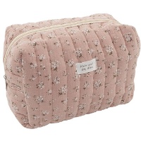 Kosmetiktasche in Rosa mit Blumen, 24 x 12 x 16 cm