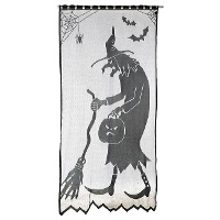 Hexen-Spitzendeckor für die Tür in Schwarz, 2,10 x 1,00 m