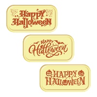 Schild aus weißer Schokolade mit Aufschrift 'Happy Halloween' - 75 Stück