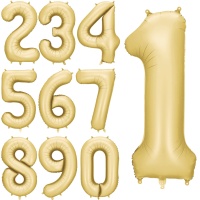 Goldener Zahlenballon, 86 cm - PartyDeco - 1 Stück