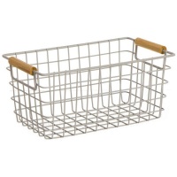 Metallkorb M Naturholzgriff