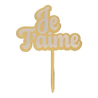 Goldener 'Je T'aime'-Topper für Torten, 11,5 x 15,5 cm