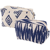 Blaues Ikat-Etui, flach, 19 x 8 x 11 cm - 1 Stück