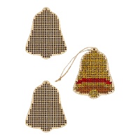 Stickset aus Holz in Glockenform, 8 x 6,4 cm - 3 Stück