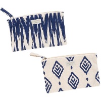 Kulturtasche aus flachem blauem Ikat, 30 x 22 cm - 1 Stück