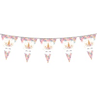 Floraler Einhorn-Wimpel 2,4 m