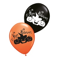 Kürbis-Latexballons mit Halloween-Hut, 30 cm - 6 Stück