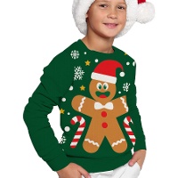 Kinder-Weihnachtspullover mit Lebkuchenmann