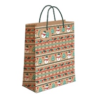 Geschenktasche 60 x 45 x 12 cm Kraft mit weihnachtlichen Motiven - 1 Stück