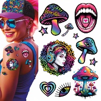 Temporäre Tattoos - Psychedelische Pilze