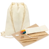 Set zum Malen mit Bleistiften, Notizbuch und Rucksack
