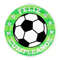 Platos de Feliz Cumpleaños de fútbol iridiscente de 18 cm - 8 unidades