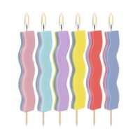 Wellige, bunte Kerzen, 10 cm - 6 Stück