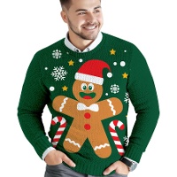 Herren-Weihnachtspullover mit Lebkuchenmotiv