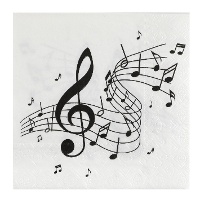 Servietten mit Musiknoten, 16,5 x 16,5 cm - 20 Stück