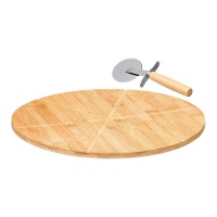 Bambus-Pizzateller Ø 35 cm mit Pizzaschneider