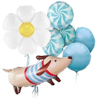 Ballonstrauß Hund und Blume