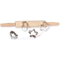 Holz-Nudelholz mit Weihnachtsformen