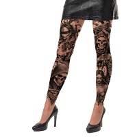Strumpfhosen mit Totenkopf-Tattoos