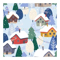 Schachtel für Süßigkeiten oder Cupcakes mit weihnachtlichem Landschaftsmotiv, 17,5 x 17,5 x 8,5 cm