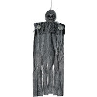 Hängender Skelett-Anhänger in Grau mit Tunika, 60 cm