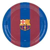 FC Barcelona Pappteller, 23 cm, mit blauroten Streifen - 8 Stück