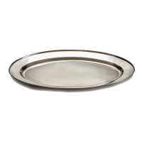 Ovales Tablett aus Edelstahl - 40 cm