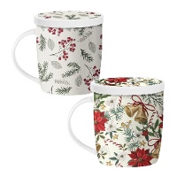 Weihnachtsblumenbecher mit 350 ml Fassungsvermögen und Teefilter - 1 Stück