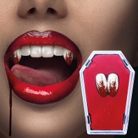 Blutige Vampirzähne