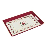Tablett 45 x 31 cm aus Kunststoff mit weihnachtlichem Poinsettia-Design und Griffen