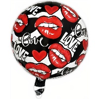 Love-Ballon mit gebissenen Lippen und Herzen, 45 cm