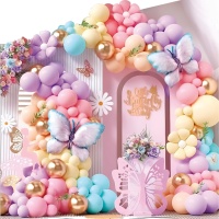 Set mit Pastellfarbenen Blumen- und Schmetterlingsballons - 100 Stück