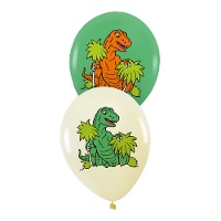 Grüne Dinosaurier-Latexballons, 30 cm - 6 Stück