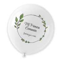 Kommunions-Latexballon mit Blattmotiv, 90 cm - 1 Stück