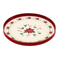 Weihnachtsplatte aus weißem und rotem Kunststoff, 27 cm