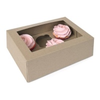 Schachtel für 6 Cupcakes in Kraftfarbe - 2 Stück