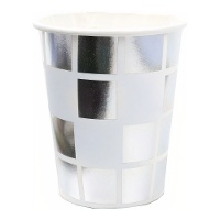 Vasos de bola disco plateada - 8 unidades