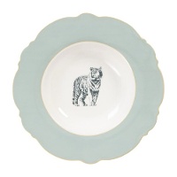 Suppenteller 22,5 cm mit Bengal-Tiger und goldenem Rand