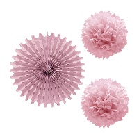 Fächer-Anhänger mit bunten Pompons - 3 Stück.