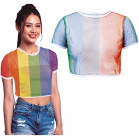 Vibrantes Regenbogen-Netz-Top für Damen