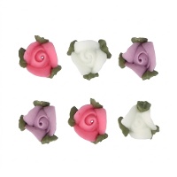 Rose Zuckerfiguren mit Blättern - FunCakes - 16 Stück.