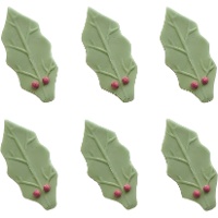 Zuckerfiguren mit Stechpalmenblatt und roter Kugel - Dekora - 72 Stück