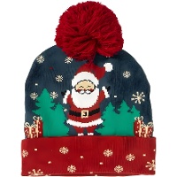 Babymütze mit Weihnachtsmannmotiv und Bommel